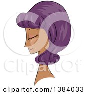 Clipart Of A Sketched Black Woman In Profile With Her Hair In A Purple 50s Style Royalty Free Vector Illustration by BNP Design Studio