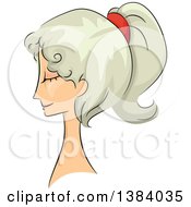 Clipart Of A Sketched Senior White Woman In Profile With Her Hair In A 50s Style Pony Tail Royalty Free Vector Illustration