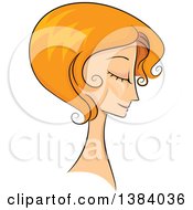 Sketched Red Haired White Woman In Profile With Her Hair In A Short 50s Style