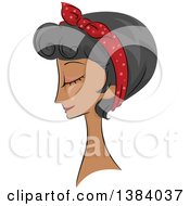 Clipart Of A Sketched Black Woman In Profile With Her Hair In A Short 50s Style Royalty Free Vector Illustration by BNP Design Studio