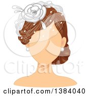Clipart Of A Faceless Brunette White Woman Or Mannequin Wearing A Bridal Birdcage Veil Royalty Free Vector Illustration