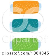 Clipart Of Sewing Thread In Orange Teal And Green Royalty Free Vector Illustration