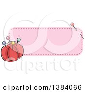 Poster, Art Print Of Purple Sewn Patch Banner Label With A Sewing Needle And Pin Cushion