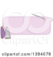 Purple Sewn Patch Banner Label With A Sewing Needle And Thread
