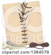 Clipart Of A Caveman Sewing Kit With Needle Bones And Thread Binding A Book Royalty Free Vector Illustration by BNP Design Studio