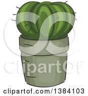 Clipart Of A Potted Succulent Cactus Plant Royalty Free Vector Illustration by BNP Design Studio