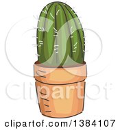 Clipart Of A Potted Succulent Cactus Plant Royalty Free Vector Illustration