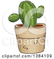 Clipart Of A Potted Succulent Cactus Plant Royalty Free Vector Illustration
