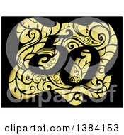 Clipart Of A Fiftieth Anniversary Or Birthday Design With Number 50 Over Floral Paper Cutout Royalty Free Vector Illustration