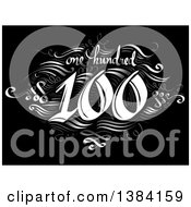 Poster, Art Print Of One Hundredth Anniversary Or Birthday Design With Number 100 In Intricate Writing With Swirls