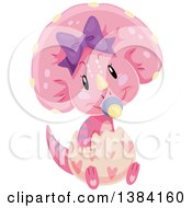 Poster, Art Print Of Cute Pink Baby Triceratops Dinosaur Hatching