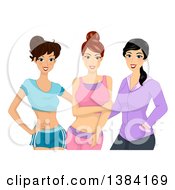 Clipart Of A Group Of Fit Women In Work Out Clothes Royalty Free Vector Illustration by BNP Design Studio