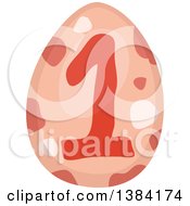 Clipart Of A Red Boyish First Birthday Dinosaur Themed Egg Royalty Free Vector Illustration