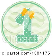 Poster, Art Print Of First Birthday Badge With A Number 1 In Polka Dots Over Waves
