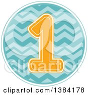 Poster, Art Print Of First Birthday Badge With A Number 1 Over Waves