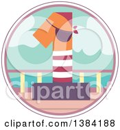 Poster, Art Print Of First Birthday Badge With A Number 1 Pirate On A Boat