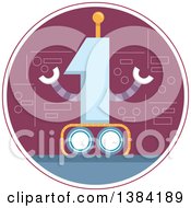 Clipart Of A First Birthday Badge With A Number 1 Robot Royalty Free Vector Illustration
