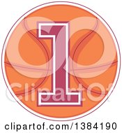 Poster, Art Print Of First Birthday Badge With A Number 1 Over A Basketball