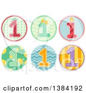 Poster, Art Print Of First Birthday Badges With Number 1 Designs And Patterns