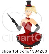 Poster, Art Print Of Blond White Female Magician Holding A Magic Wand And Wearing A Sexy Costume