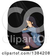 Depressed Woman Crying In The Dark