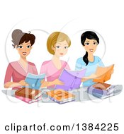 Poster, Art Print Of Group Of Happy Women In A Book Club Reading