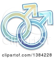 Clipart Of Blue Intertwined Male Gender Symbols Royalty Free Vector Illustration
