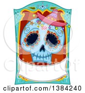 Poster, Art Print Of Sugar Skull With A Blank Banner