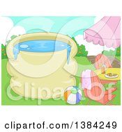 Poster, Art Print Of Swimming Pool With Text Space A Table Beach Ball And Chairs