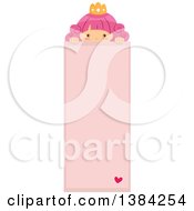 Clipart Of A Pink Haired Princess Over A Bookmark Design With Text Space Royalty Free Vector Illustration