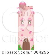 Clipart Of A Pink Castle Bookmark Design Royalty Free Vector Illustration by BNP Design Studio