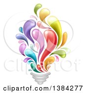 Poster, Art Print Of Creative Light Bulb With Colorful Splashes