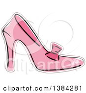 Poster, Art Print Of Pink High Heel Shoe With A Bow