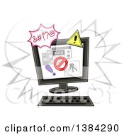 Poster, Art Print Of Desktop Computer With An Internet Safety Notice Or Warning