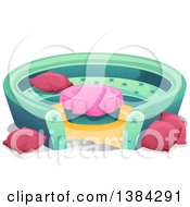 Clipart Of A Round Conversation Pit Couch With Pillows Royalty Free Vector Illustration