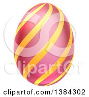 Poster, Art Print Of 3d Pink Easter Egg With Stripes