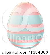 Poster, Art Print Of 3d Pastel Blue And Pink Easter Egg With Stripes