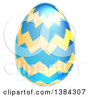 Poster, Art Print Of 3d Blue And Yellow Easter Egg With Zig Zags