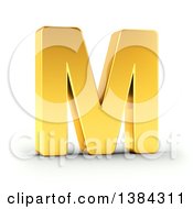 3d Golden Capital Letter M On A Shaded White Background With Clipping Path