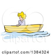 Cartoon Blond White Woman Stuck Up A Creek Without A Paddle