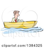 Cartoon Blond White Man Stuck Up A Creek Without A Paddle