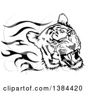 Poster, Art Print Of Black And White Flaming Tribal Tiger