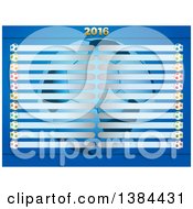 Poster, Art Print Of Football Soccer Ball Championship Table With 2016 Over Blue