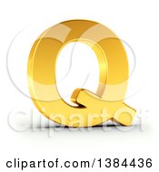 3d Golden Capital Letter Q On A Shaded White Background With Clipping Path