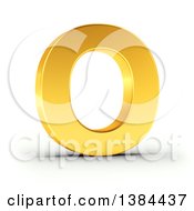 Poster, Art Print Of 3d Golden Capital Letter O On A Shaded White Background With Clipping Path