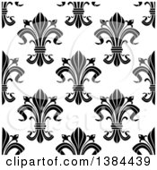 Clipart Of A Seamless Pattern Background Of Black Fleur De Lis On White Royalty Free Vector Illustration