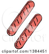 Clipart Of Sketched Grilled Hot Dogs Royalty Free Vector Illustration