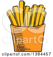 Poster, Art Print Of Sketched Container Of French Fries