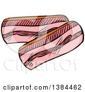Clipart Of Sketched Bacon Slices Royalty Free Vector Illustration