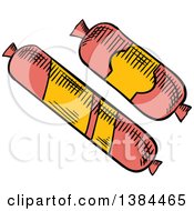 Clipart Of Sketched Sausages Royalty Free Vector Illustration by Vector Tradition SM